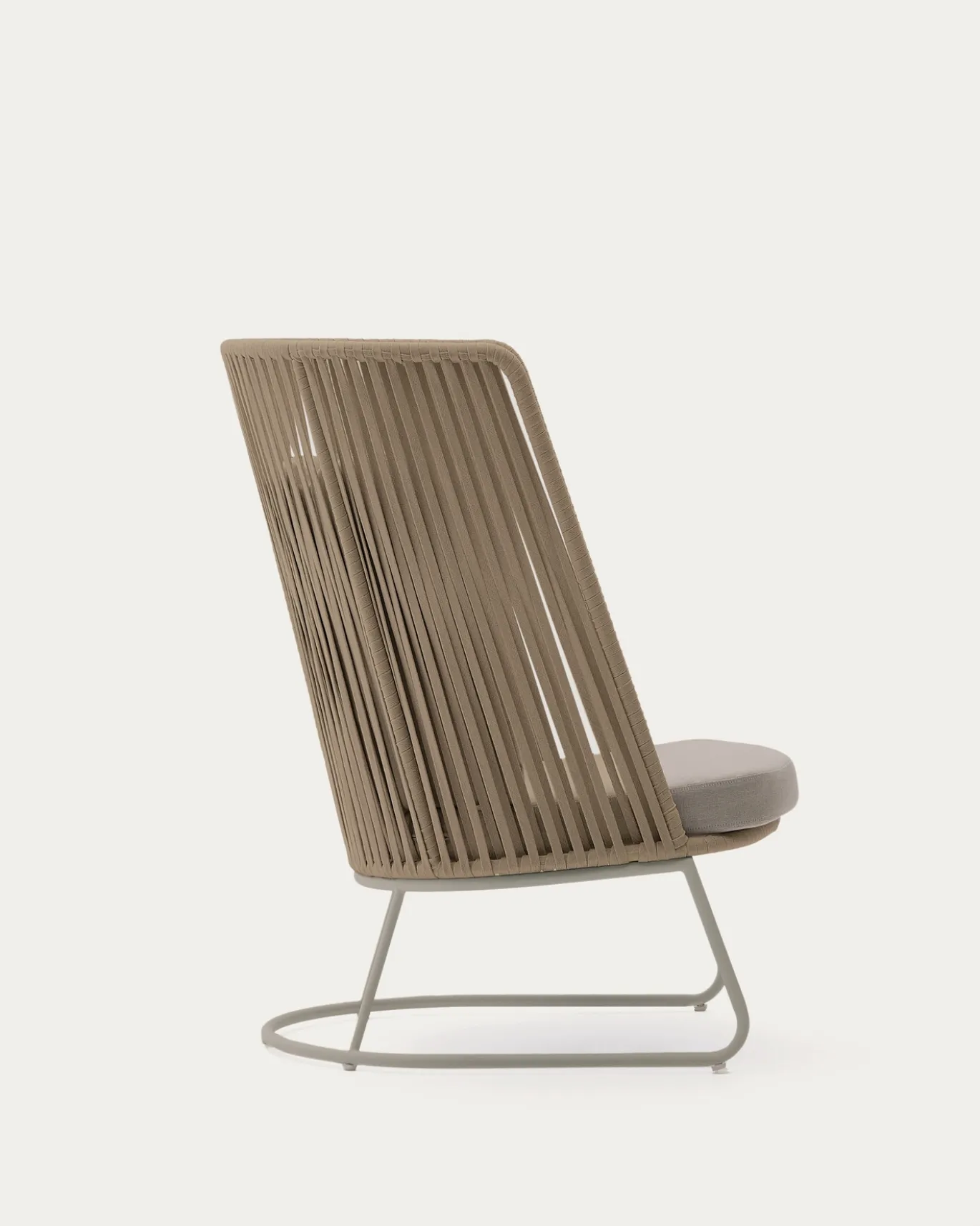 Kave Home Fauteuil Saconca Outdoor Touw Staal Beige Hoge Rugleuning
