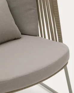 Kave Home Fauteuil Saconca Outdoor Touw Staal Beige Hoge Rugleuning
