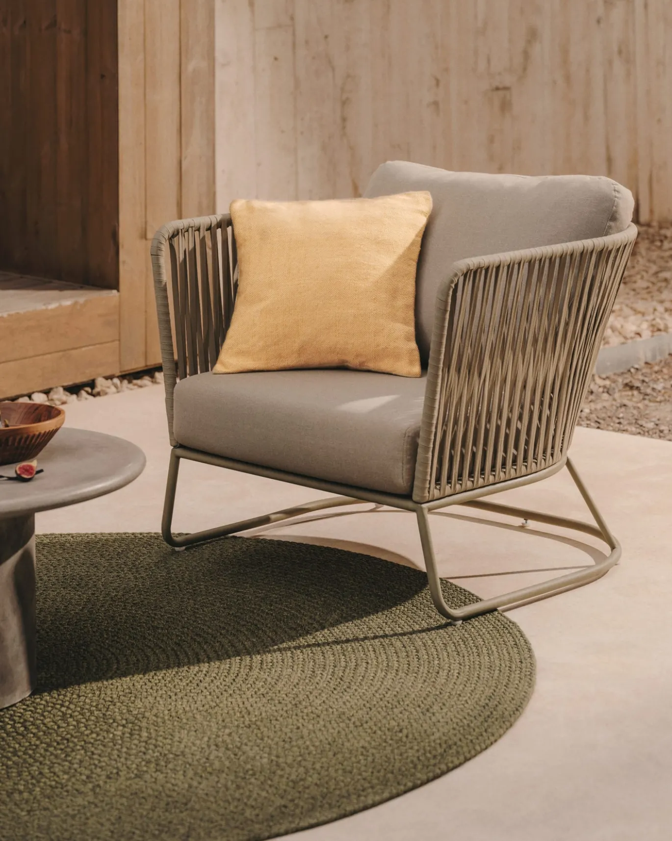 Kave Home Fauteuil Saconca Outdoor Touw Groen