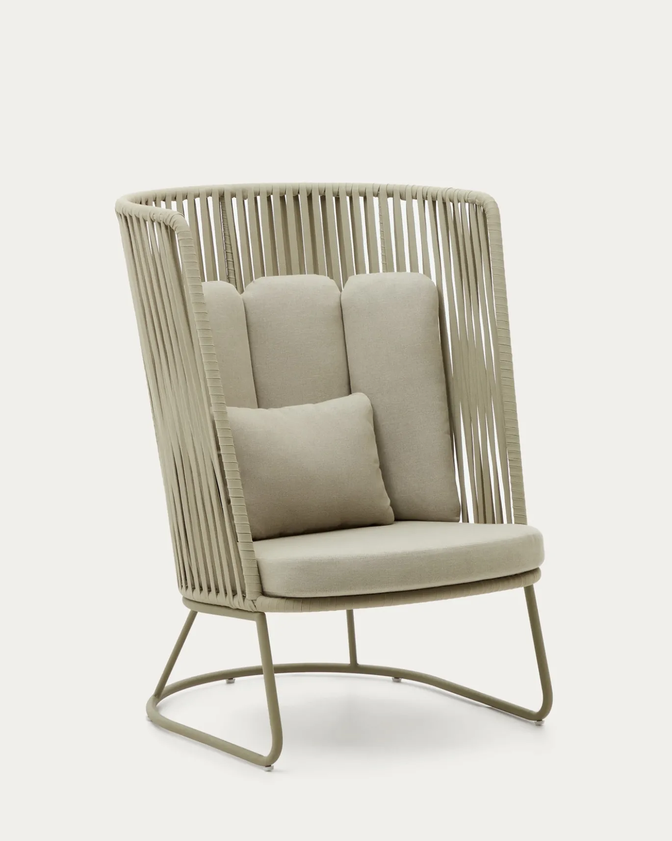 Kave Home Fauteuil Saconca Outdoor Hoge Rugleuning Touw Groen