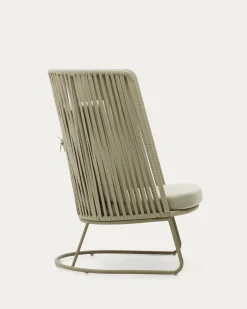 Kave Home Fauteuil Saconca Outdoor Hoge Rugleuning Touw Groen
