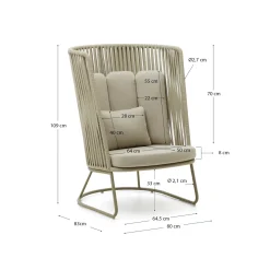Kave Home Fauteuil Saconca Outdoor Hoge Rugleuning Touw Groen