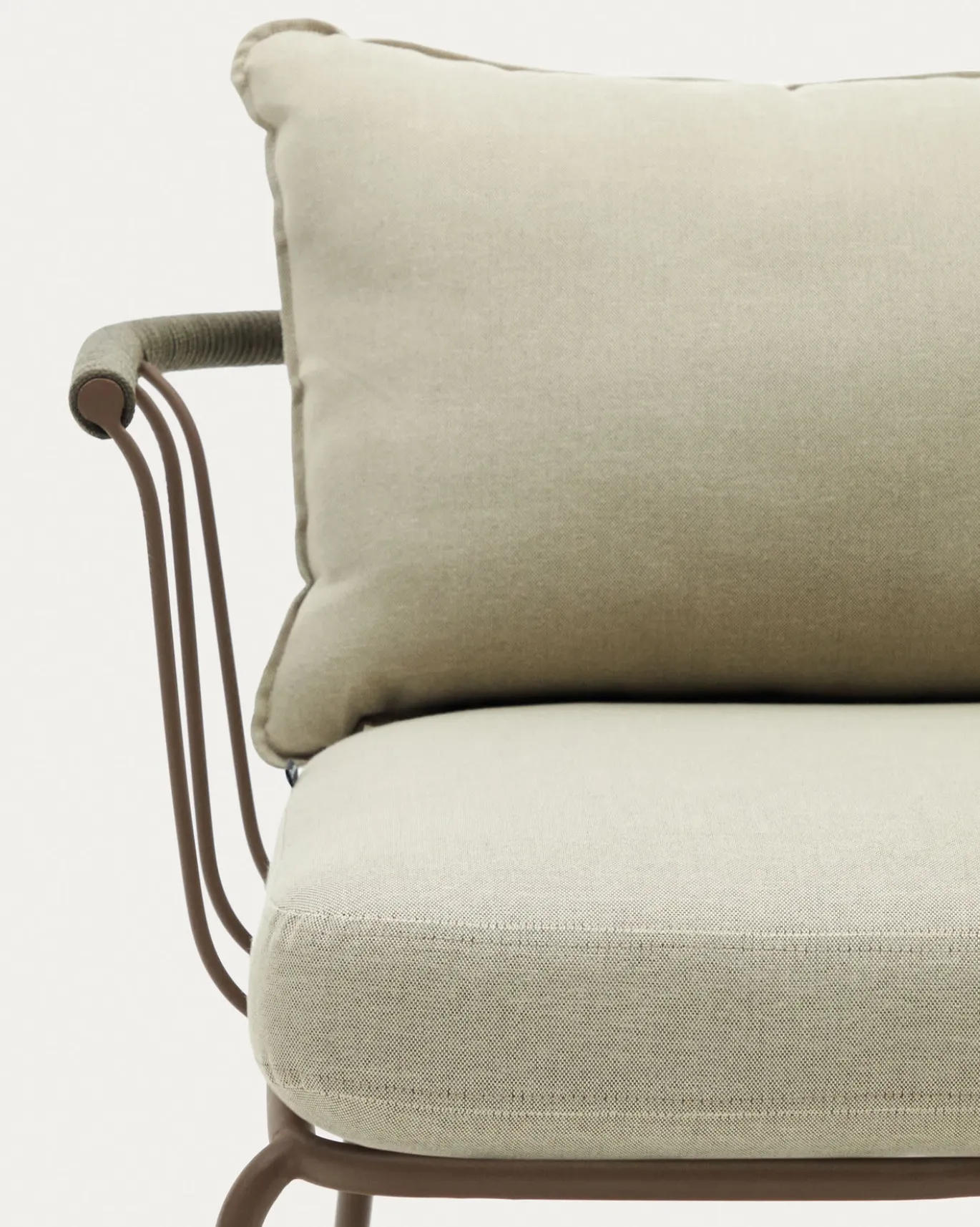 Kave Home Fauteuil Salguer Groen en Staal Bruingelakt