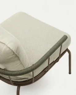 Kave Home Fauteuil Salguer Groen en Staal Bruingelakt