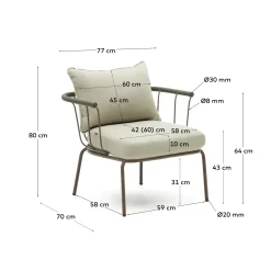 Kave Home Fauteuil Salguer Groen en Staal Bruingelakt