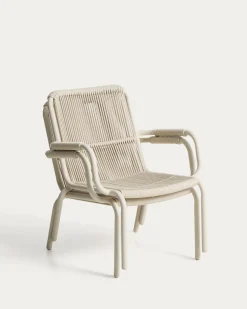 Kave Home Fauteuil Salis Stapelbaar Aluminium Synthetisch Touw Beige