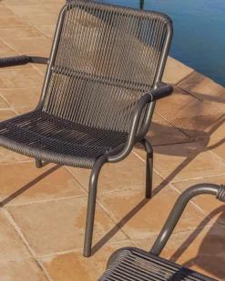 Kave Home Fauteuil Salis Stapelbaar Aluminium Synthetisch Touw Grafiet