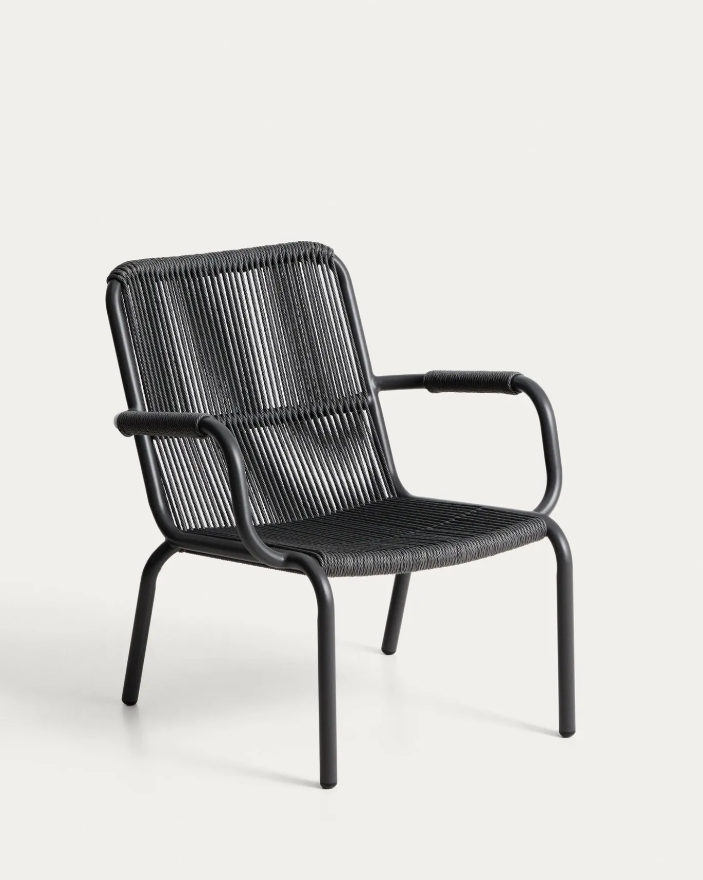Kave Home Fauteuil Salis Stapelbaar Aluminium Synthetisch Touw Grafiet