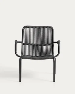 Kave Home Fauteuil Salis Stapelbaar Aluminium Synthetisch Touw Grafiet