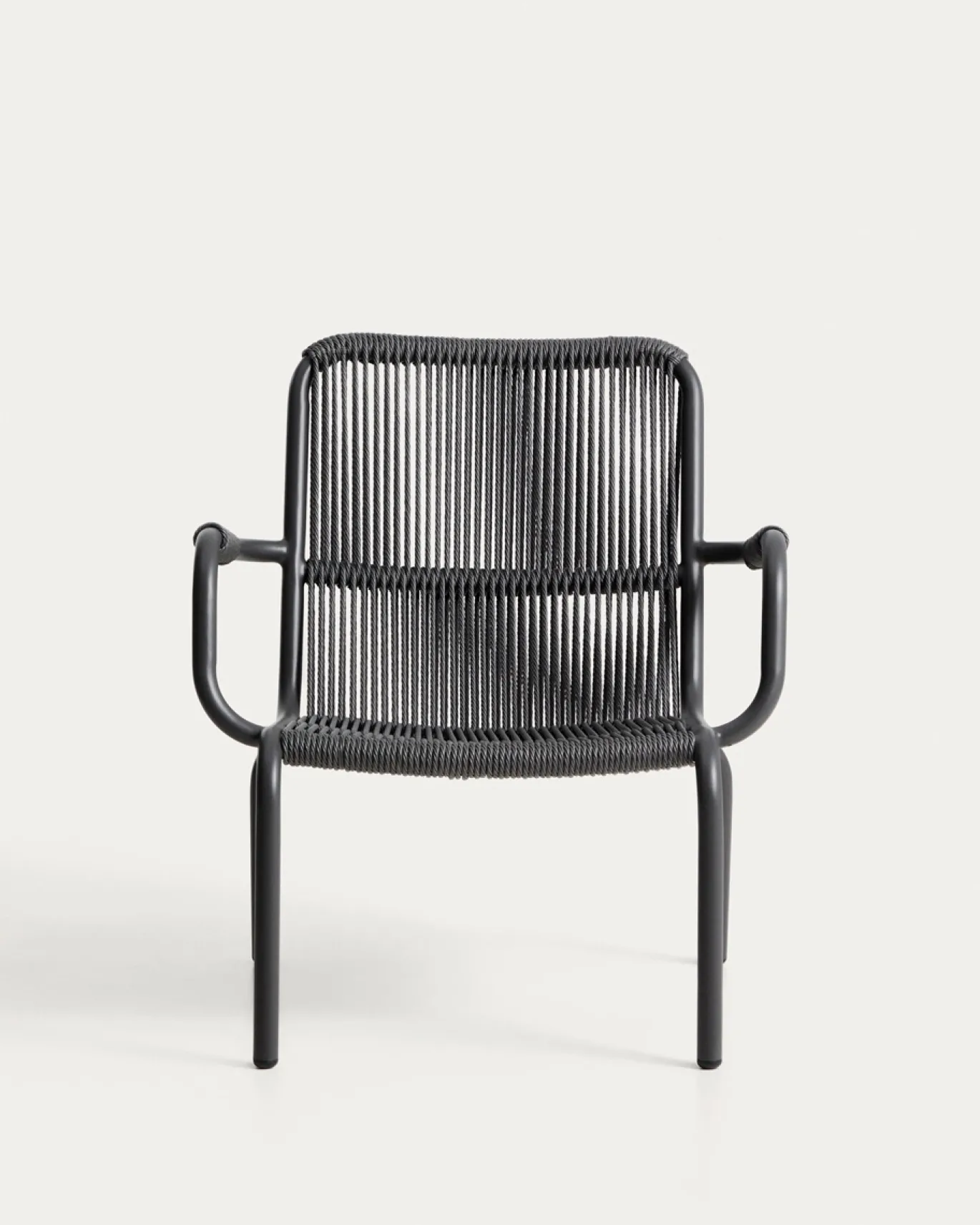 Kave Home Fauteuil Salis Stapelbaar Aluminium Synthetisch Touw Grafiet