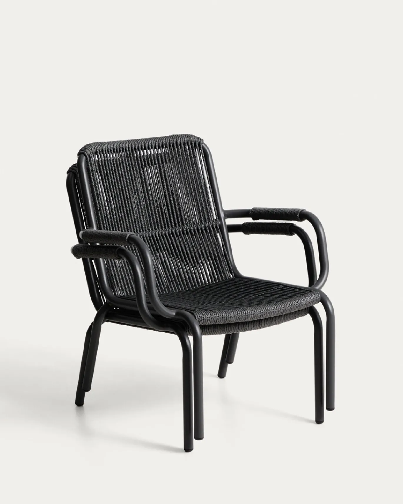 Kave Home Fauteuil Salis Stapelbaar Aluminium Synthetisch Touw Grafiet