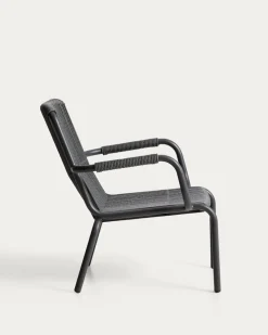 Kave Home Fauteuil Salis Stapelbaar Aluminium Synthetisch Touw Grafiet