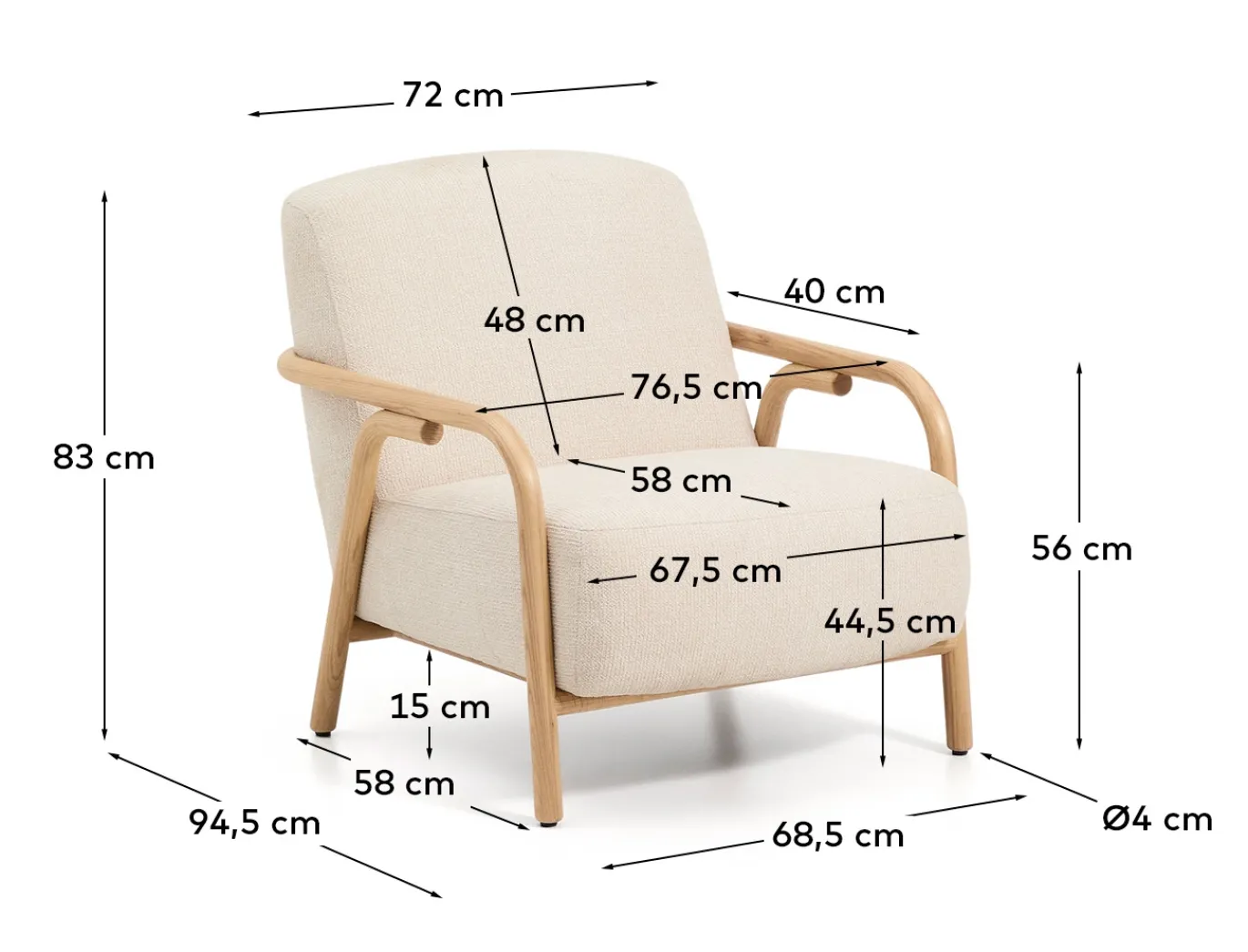 Kave Home Fauteuil Sylo Chenille Beige