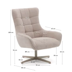Kave Home Fauteuil Teryl Chenille Beige