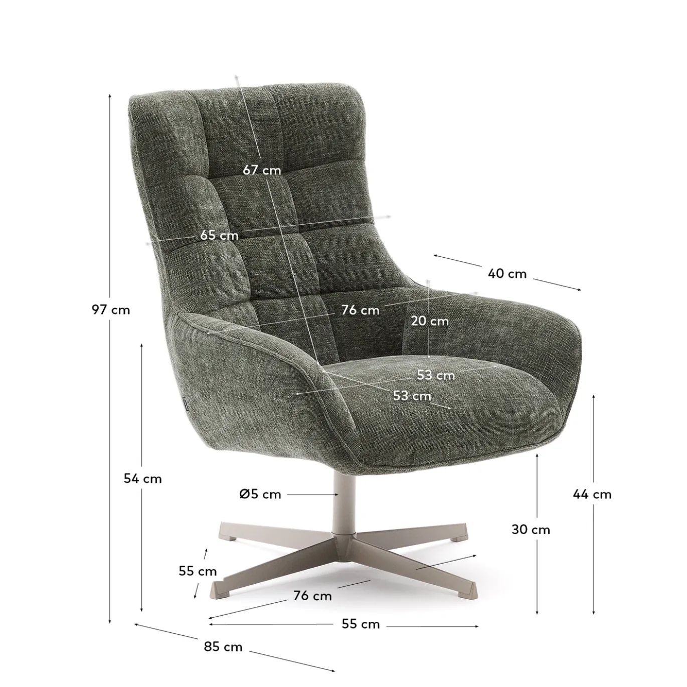 Kave Home Fauteuil Teryl Chenille Groen