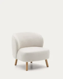Kave Home Fauteuil Ulit Beige Chenille met Beukenhouten Poten