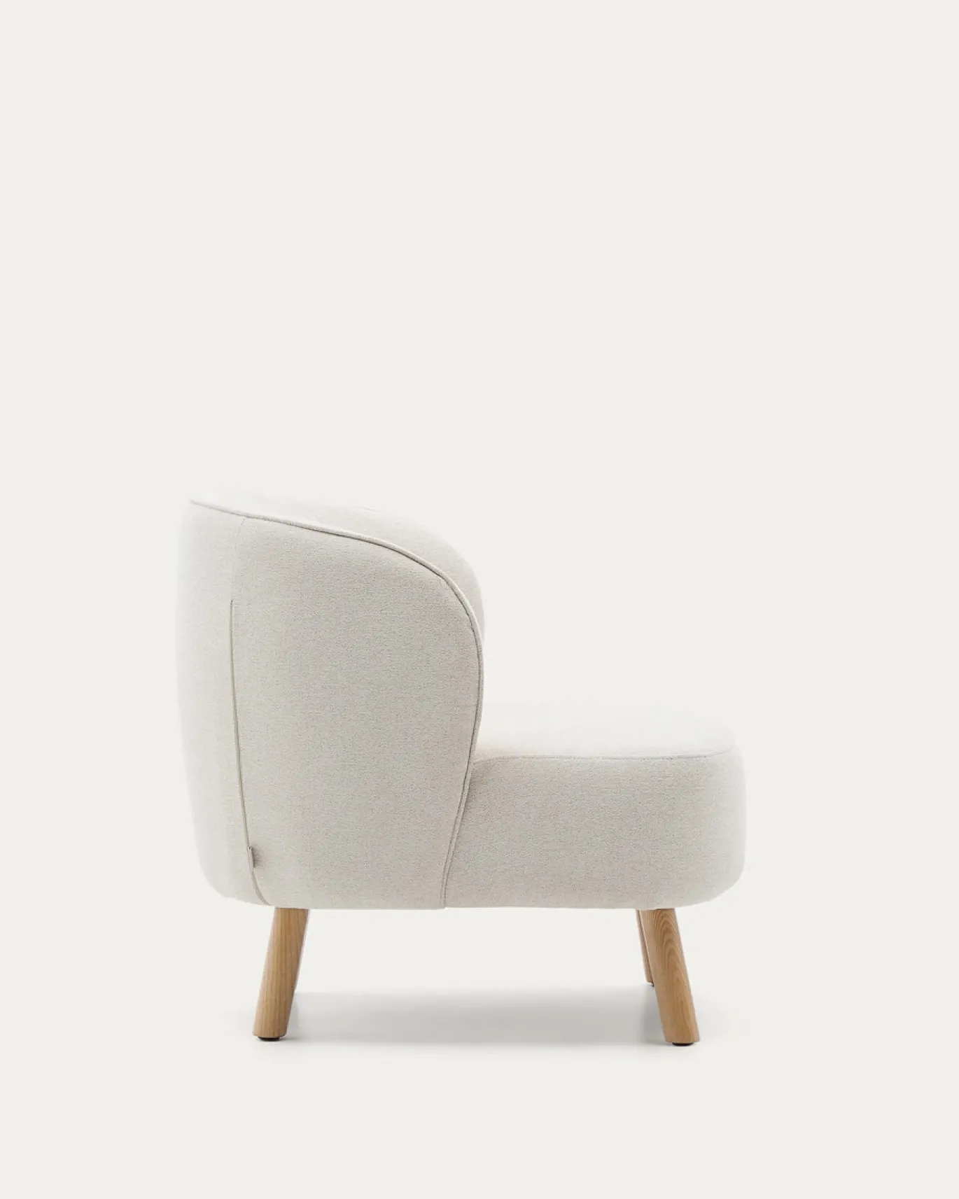 Kave Home Fauteuil Ulit Beige Chenille met Beukenhouten Poten