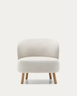 Kave Home Fauteuil Ulit Beige Chenille met Beukenhouten Poten