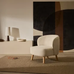 Kave Home Fauteuil Ulit Beige Chenille met Beukenhouten Poten