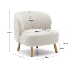 Kave Home Fauteuil Ulit Beige Chenille met Beukenhouten Poten