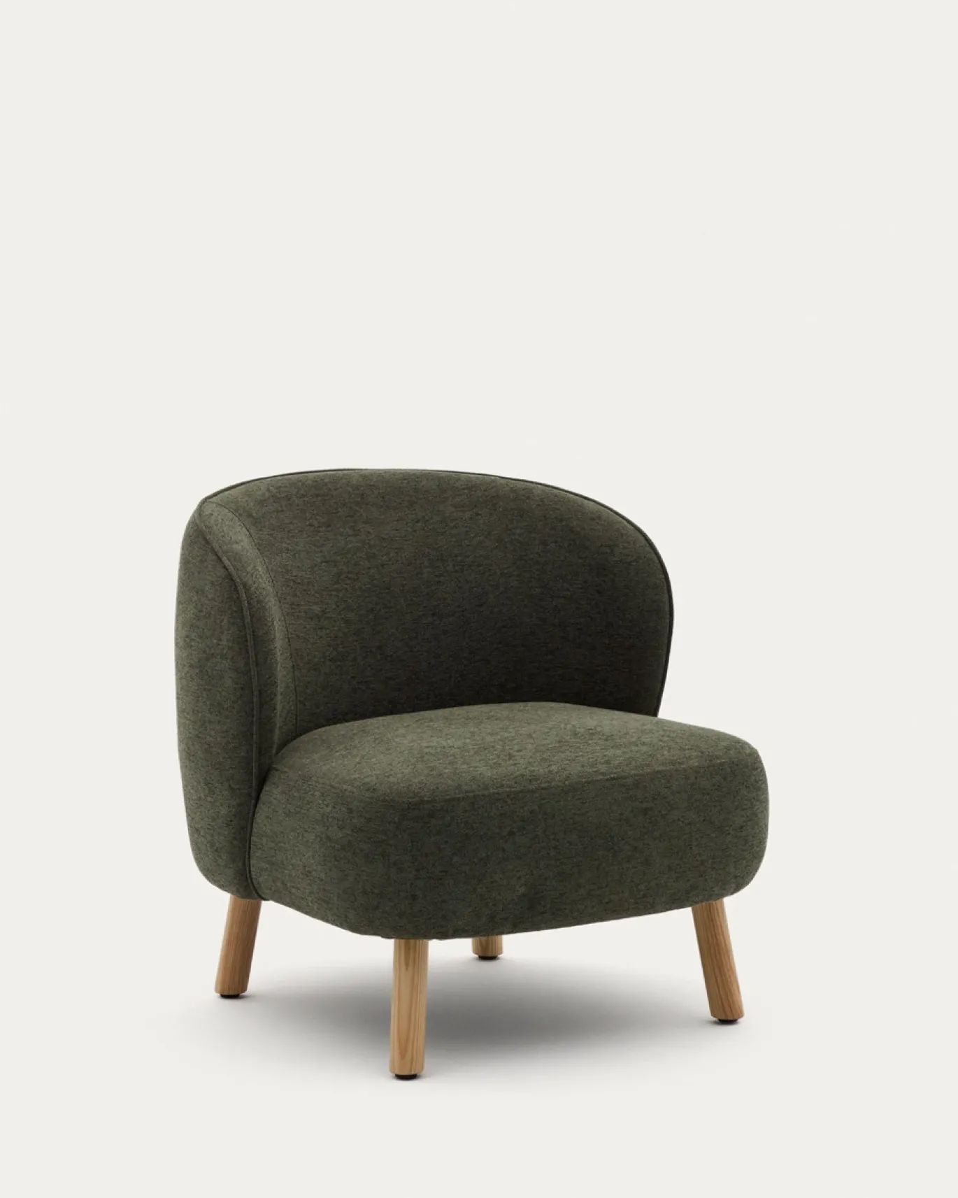 Kave Home Fauteuil Ulit Groen Chenille met Beukenhouten Poten