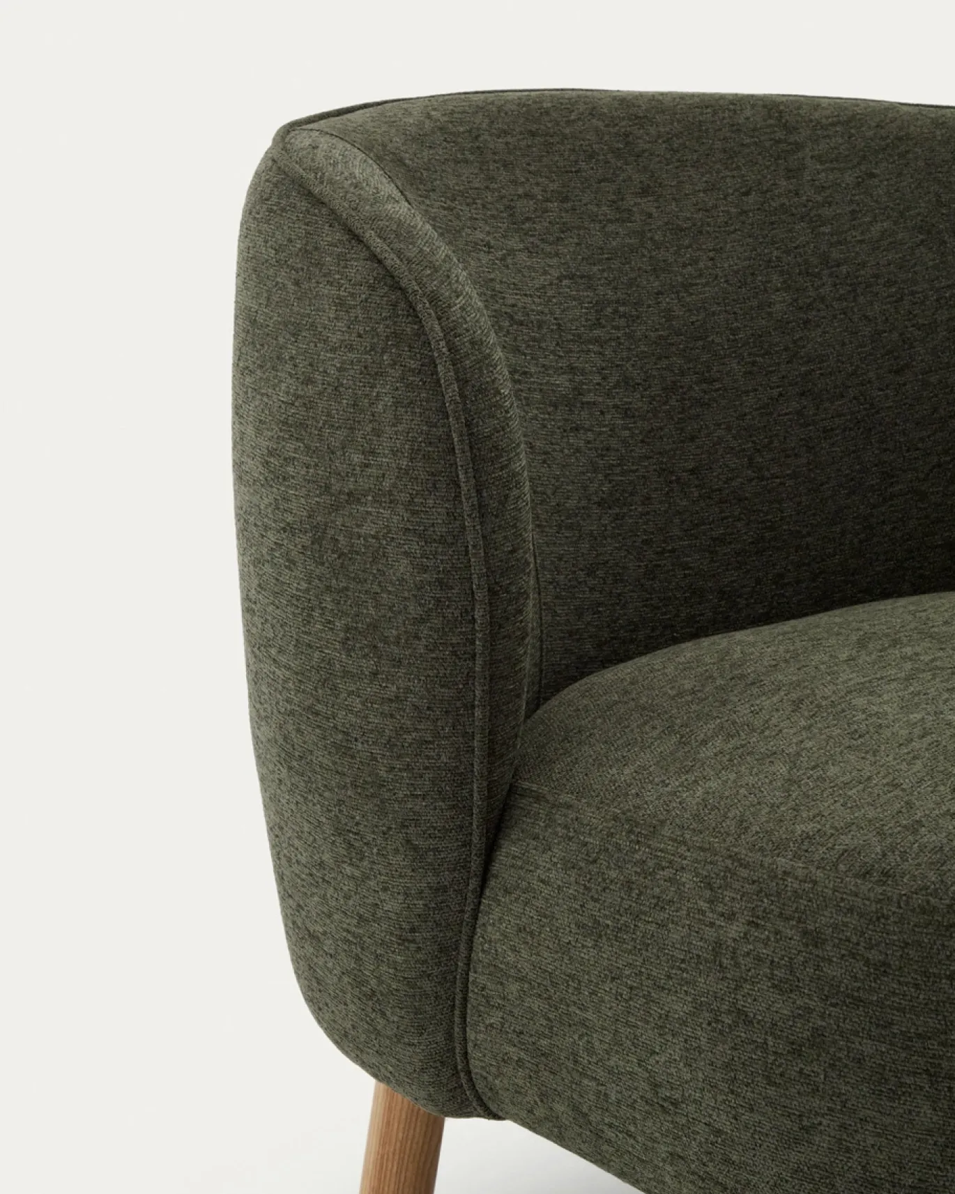 Kave Home Fauteuil Ulit Groen Chenille met Beukenhouten Poten
