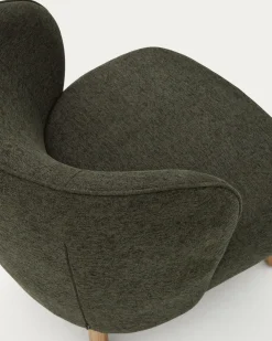 Kave Home Fauteuil Ulit Groen Chenille met Beukenhouten Poten