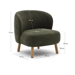 Kave Home Fauteuil Ulit Groen Chenille met Beukenhouten Poten