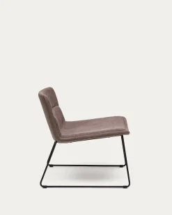 Kave Home Fauteuil Zahara Bruin en Staal met Zwarte Afwerking