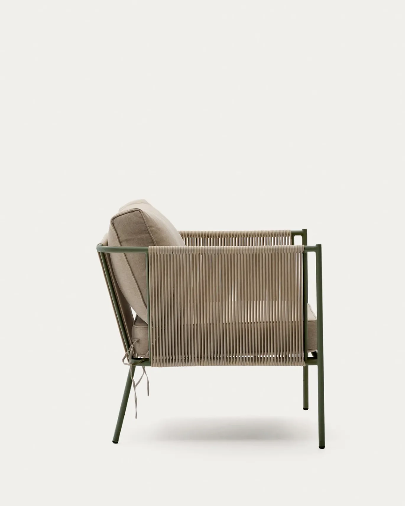 Kave Home Fauteuil Zivia Outdoor Ecru Touw en Groen