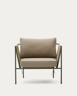 Kave Home Fauteuil Zivia Outdoor Ecru Touw en Groen