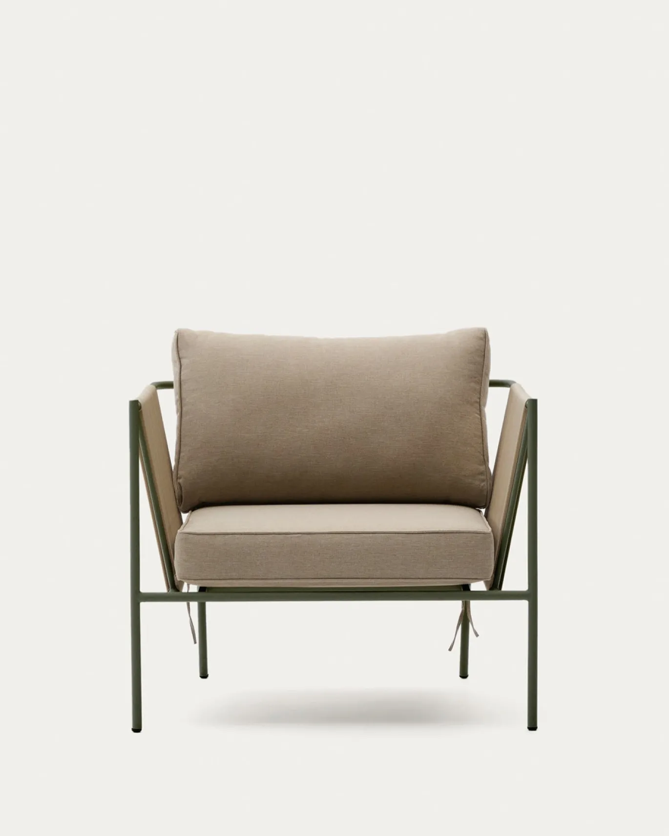 Kave Home Fauteuil Zivia Outdoor Ecru Touw en Groen