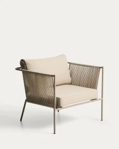 Kave Home Fauteuil Zivia Staal Taupe Touw Beige