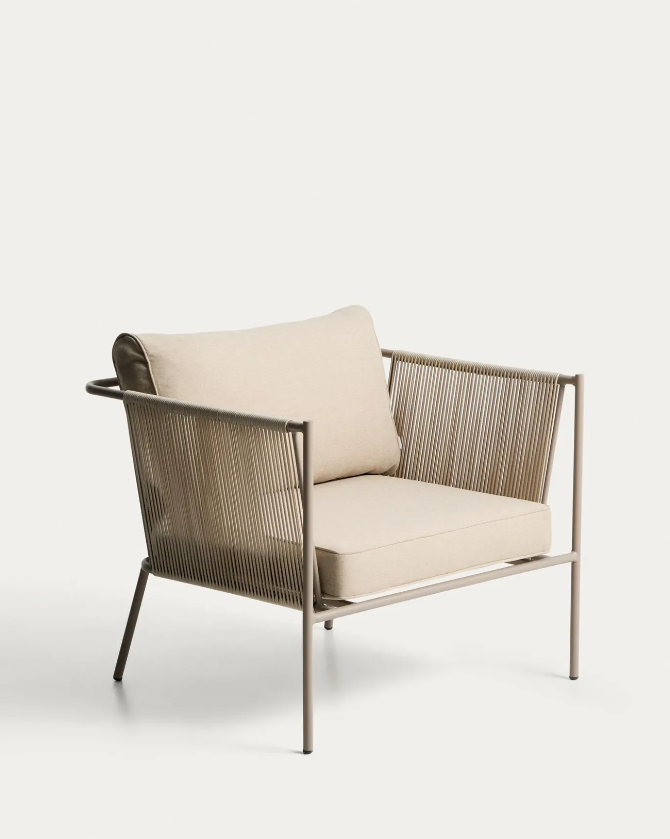 Kave Home Fauteuil Zivia Staal Taupe Touw Beige