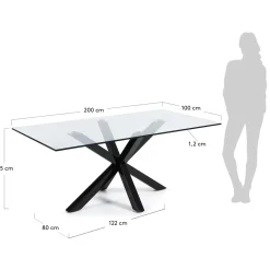 Kave Home Glazen Tafel Argo Epoxy Zwart 200x100cm