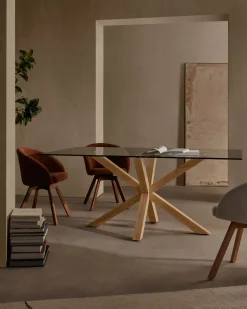 Kave Home Glazen Tafel Argo Houteffect 200x100cm