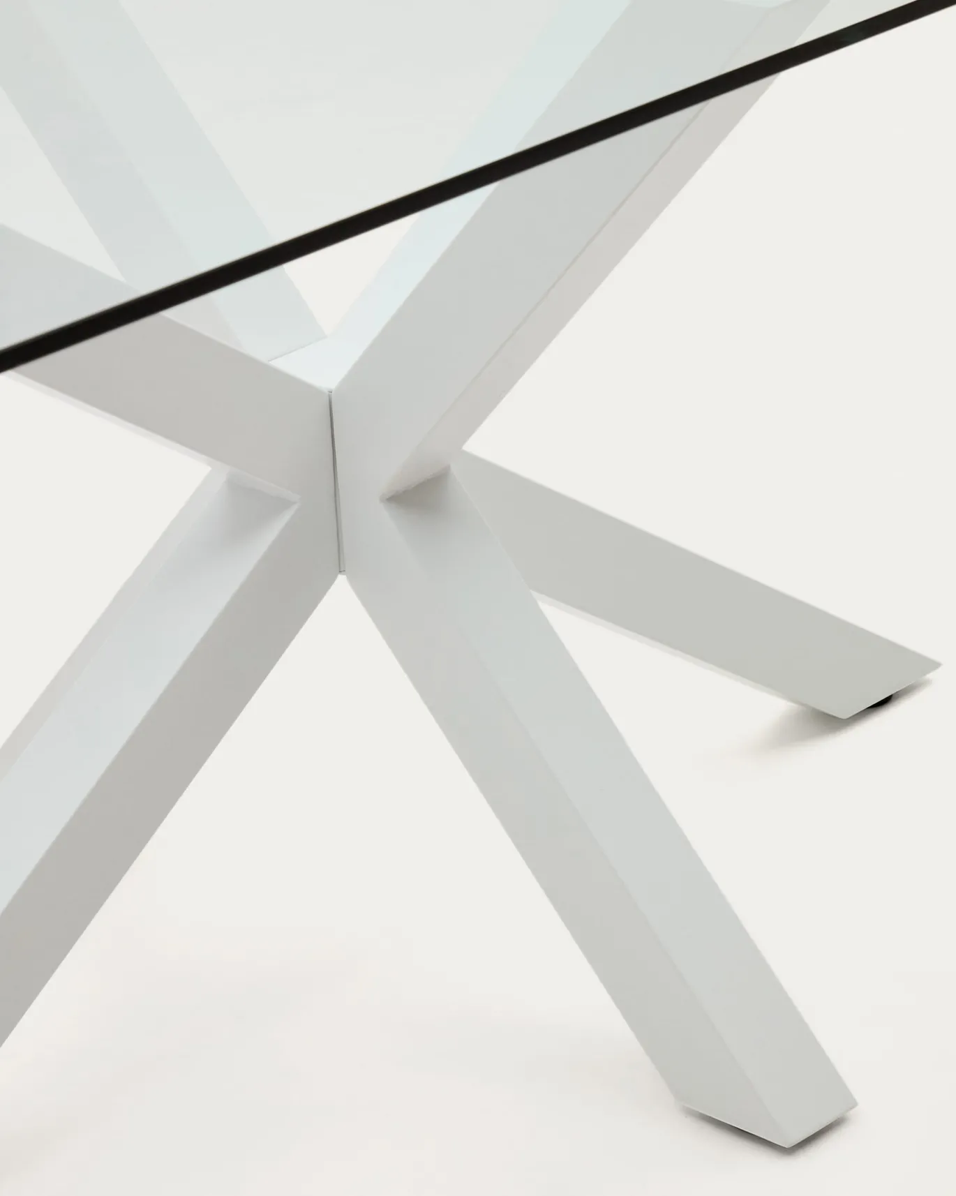 Kave Home Glazen Tafel Argo Stalen Poten Wit 200x100cm