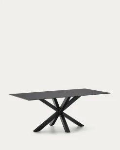 Kave Home Glazen Tafel Argo Zwart 200x100cm