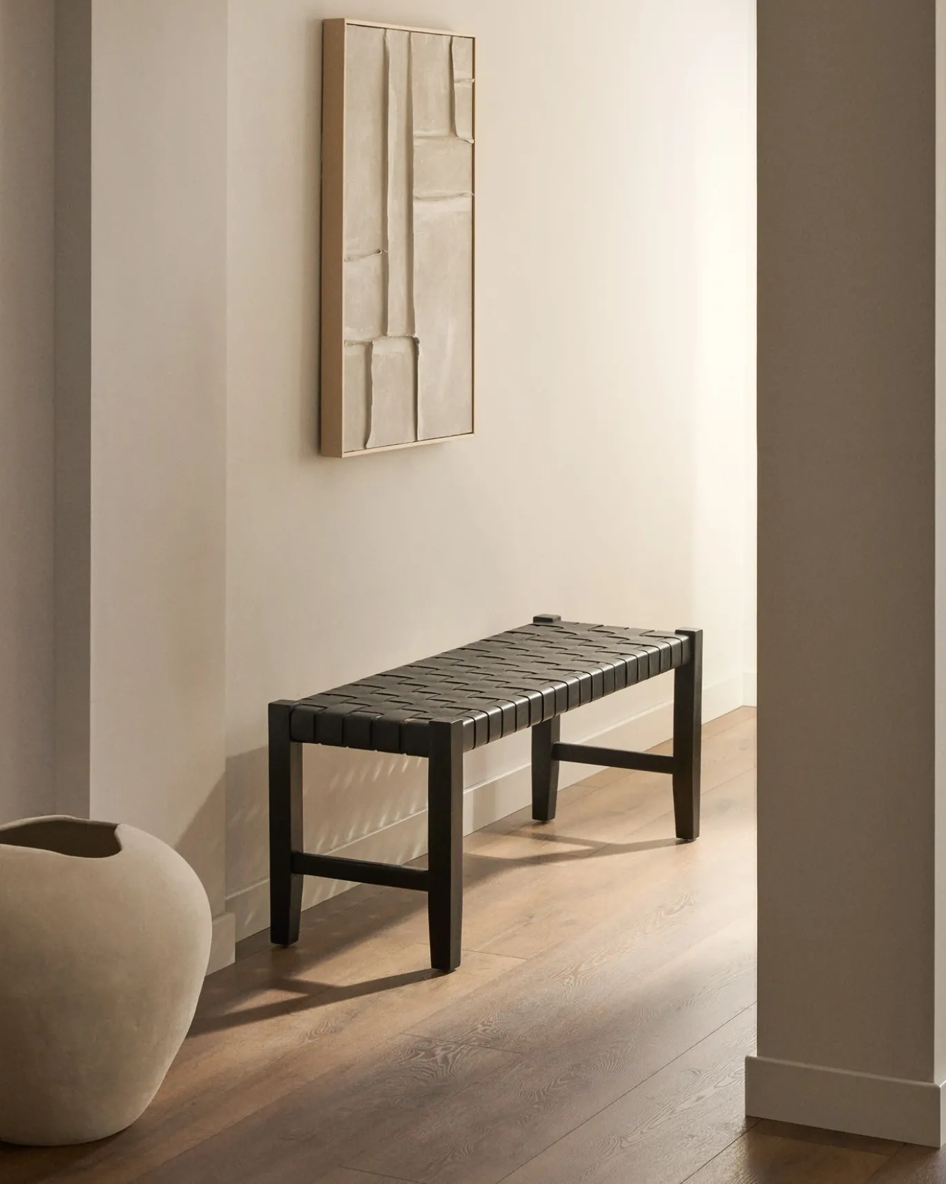 Kave Home Halbankje Calixta Leer Zwart 120cm