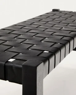 Kave Home Halbankje Calixta Leer Zwart 120cm