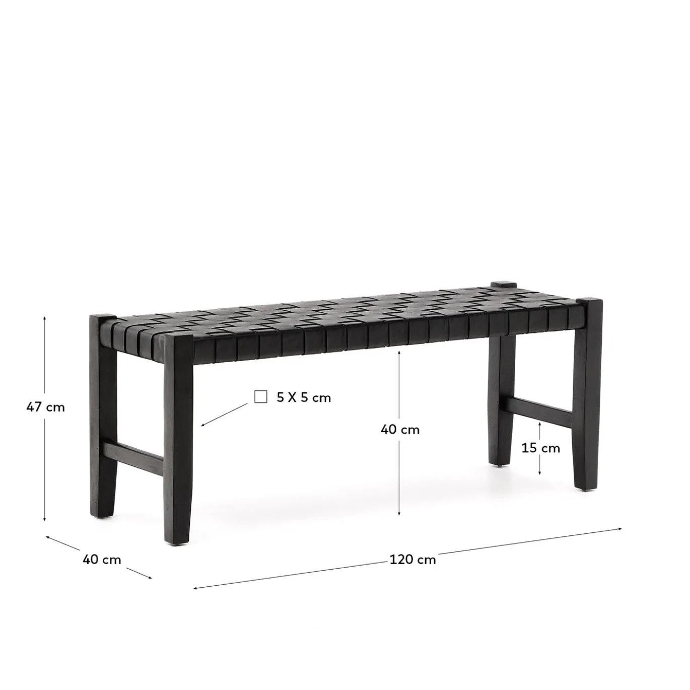 Kave Home Halbankje Calixta Leer Zwart 120cm