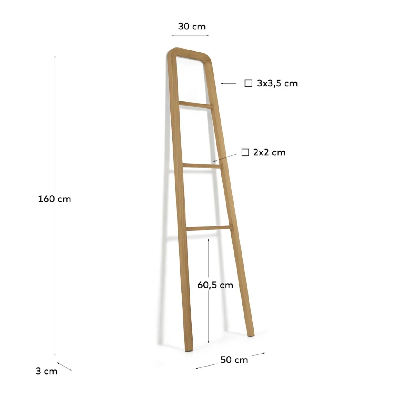 Kave Home Handdoekenrek Uliana Massief Teakhout 50x160cm