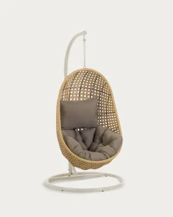 Kave Home Hangstoel Cira Naturel Lichtgrijs Onderstel