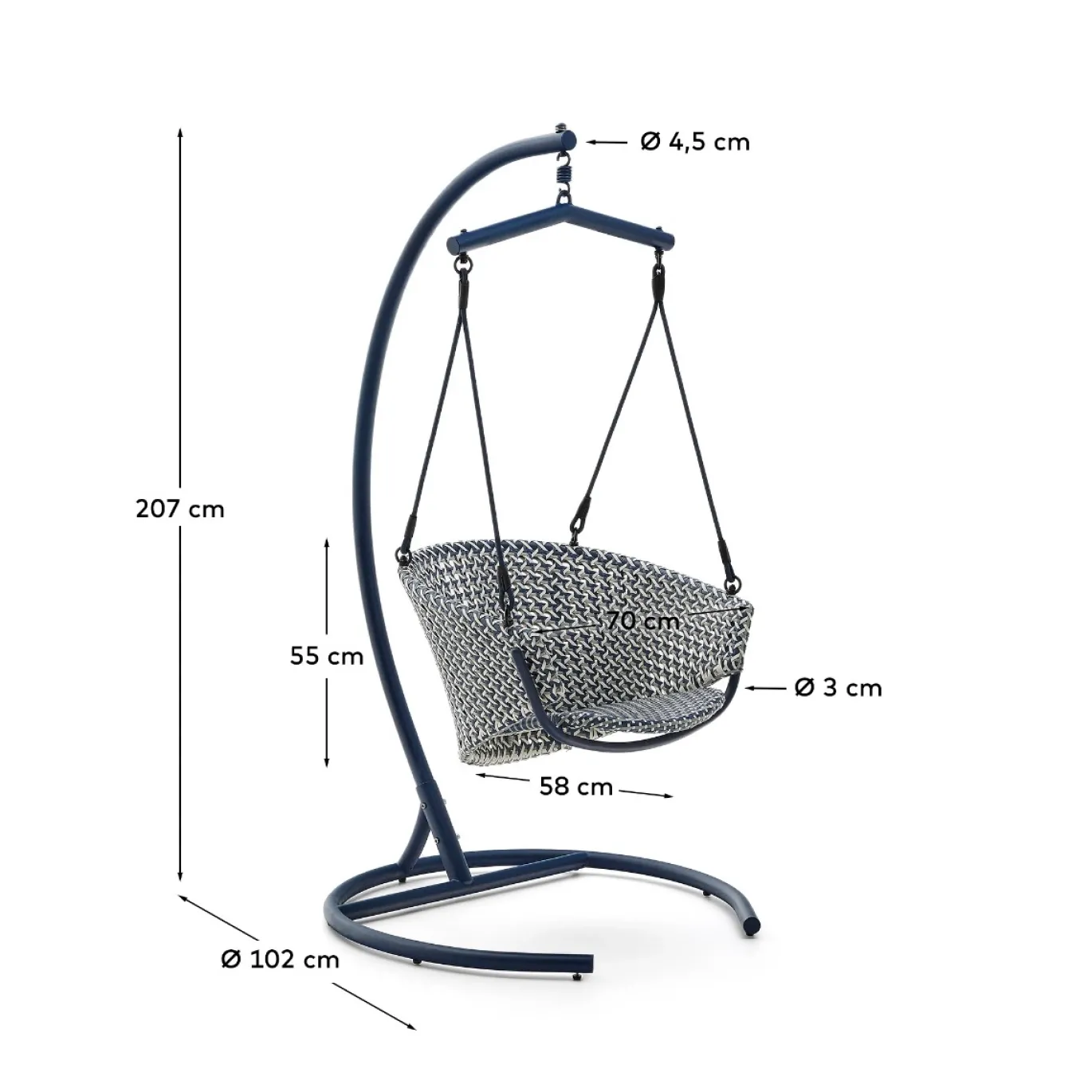 Kave Home Hangstoel Saliga Blauw Rotan