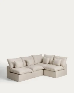 Kave Home Hoekbank Anarela 4-Zits Linnen Beige