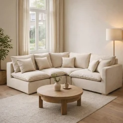 Kave Home Hoekbank Anarela 4-Zits Linnen Beige