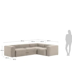 Kave Home Hoekbank Blok Beige Ecru 3-zits 290x230cm
