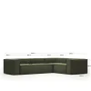 Kave Home Hoekbank Blok 4-Zits Groen Ribstof 320x230cm