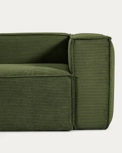 Kave Home Hoekbank Blok 4-Zits Groen Ribstof 320x230cm
