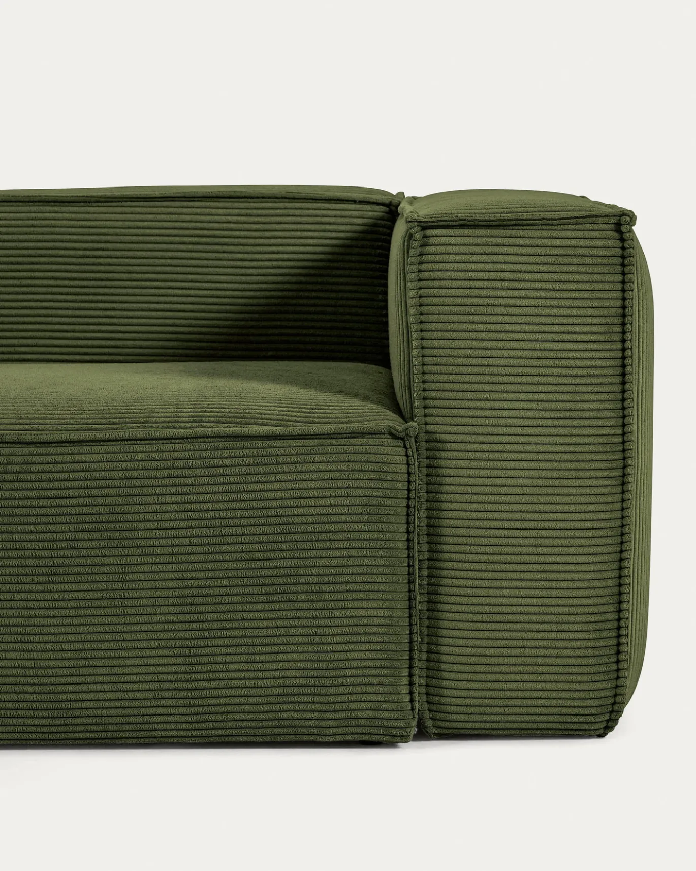 Kave Home Hoekbank Blok 4-Zits Groen Ribstof 320x230cm
